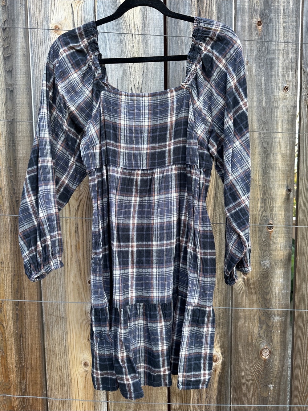 Universal Thread Plaid Smock Dress dark blue plaid